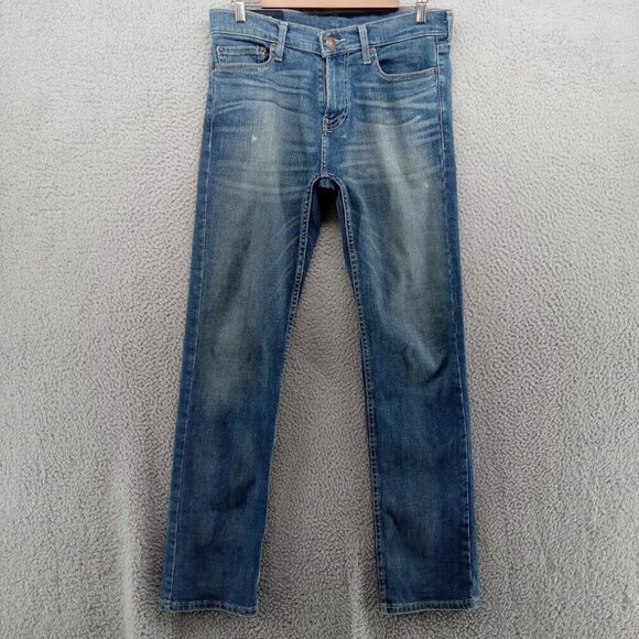 Hollister Jeans Mens 30x32 Blue Slim‎ Straight Classic Whiskering Preppy Denim - Picture 1 of 9